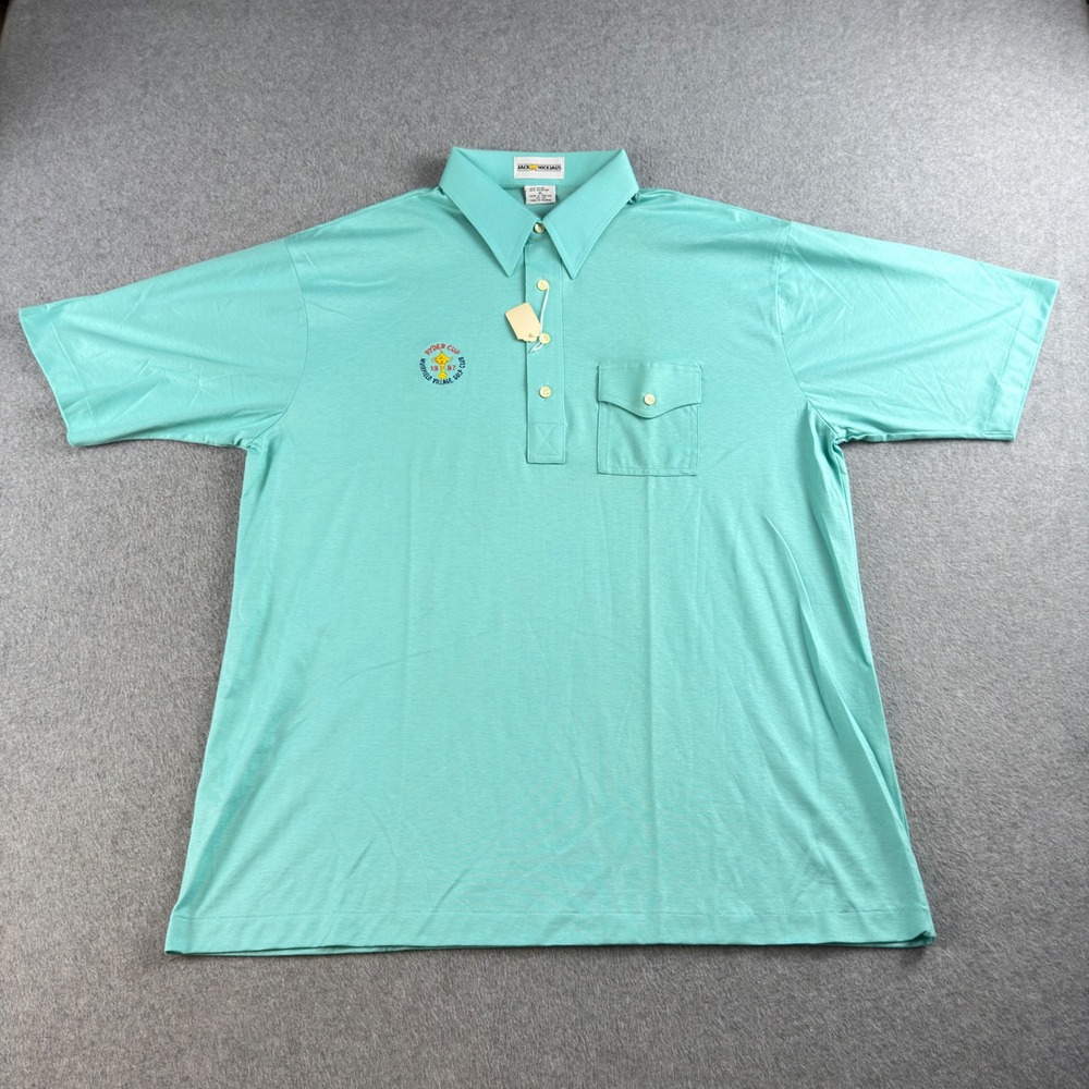 VTG Jack Nicklaus 1987 Ryder Cup Muirfield Village Golf Polo Shirt XL Teal NWT